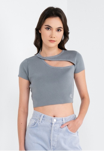 Buy Calvin Klein Asymmetrical Cut Out Top - Calvin Klein Jeans 2023 Online  | ZALORA Singapore