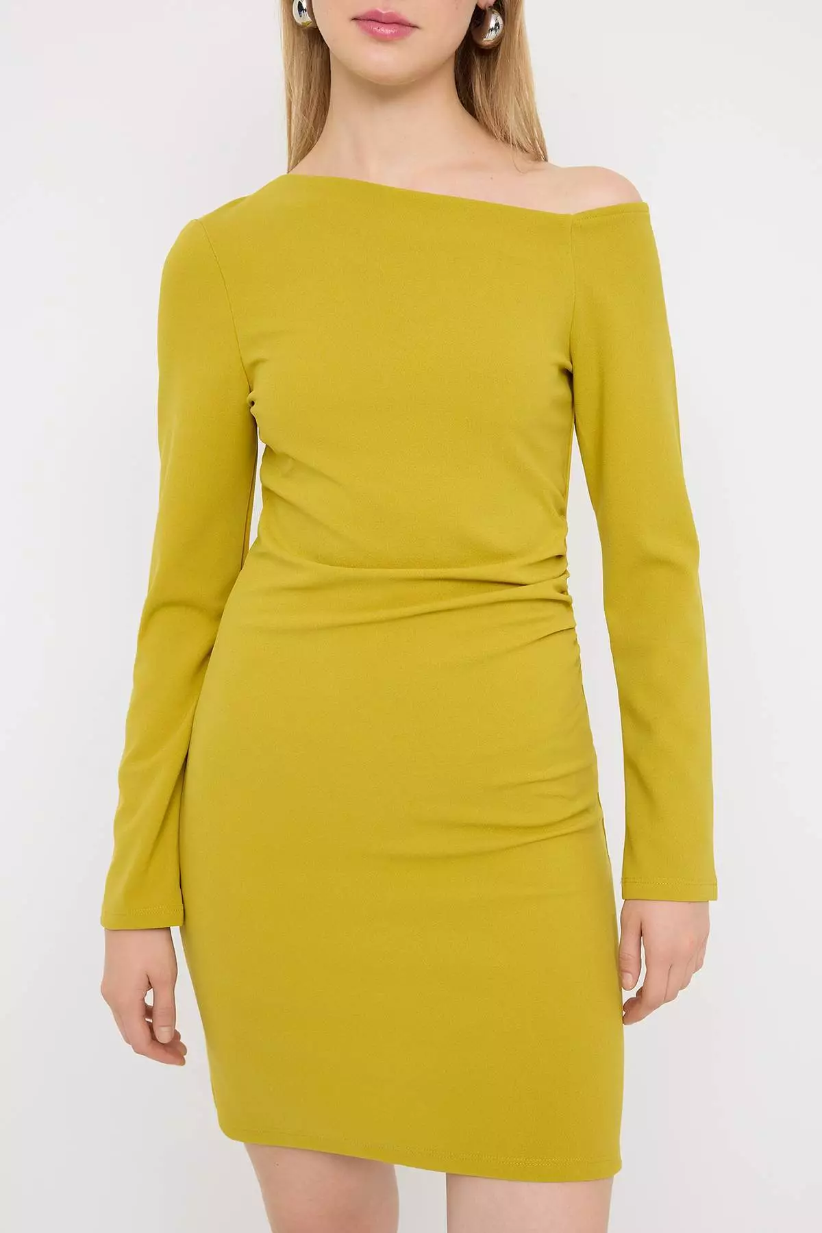 Oil Green More Sustainable Gather/Drape Short/Mini Stretchy Knit Dress