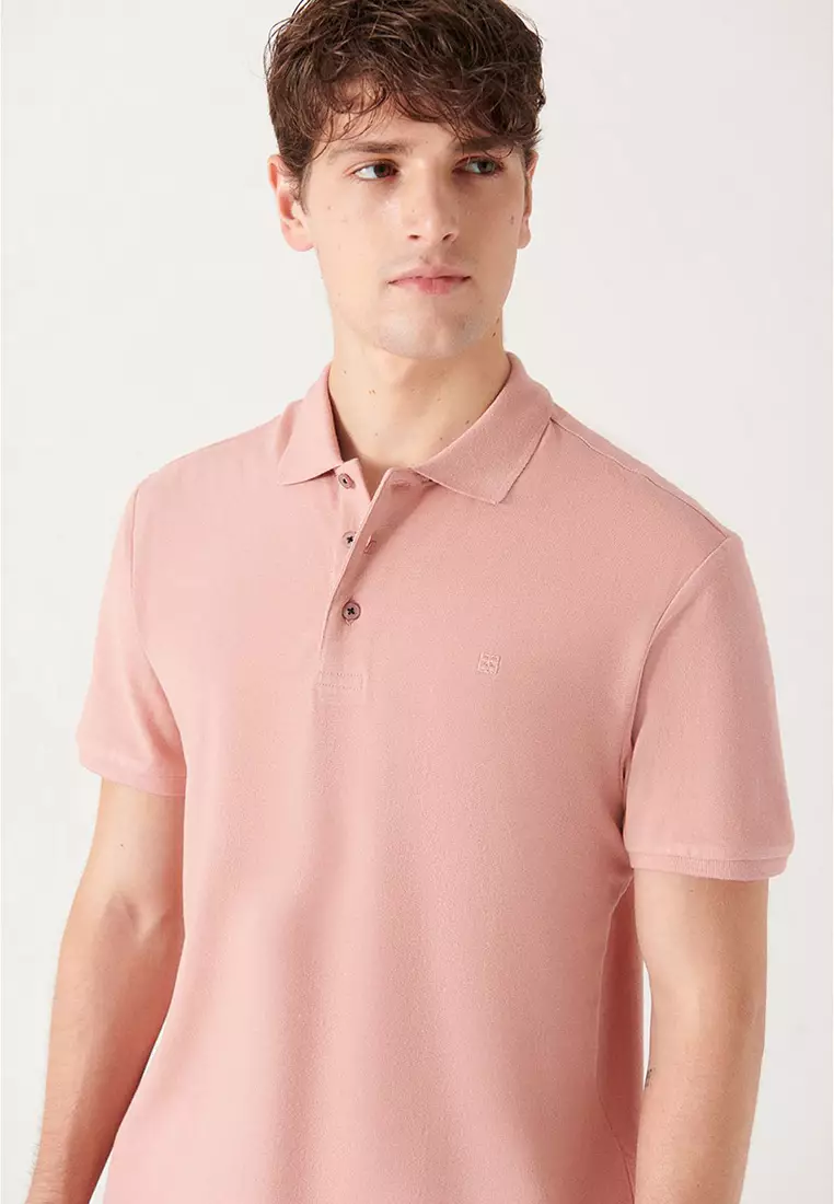 Men's Dusty Rose 100% Cotton Cool Polo Neck T-Shirt E001004