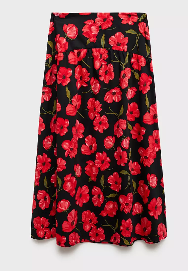 Floral-Print Flared Skirt