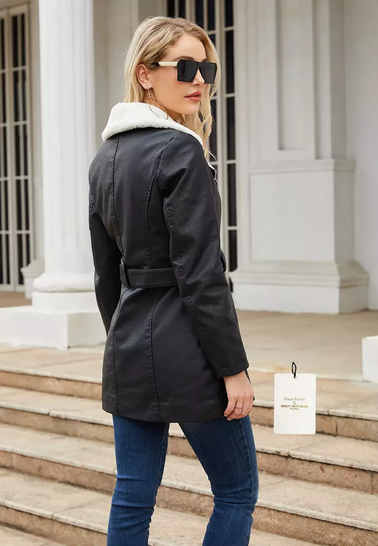 Fleece-lined Faux Leather Jacket AD5958