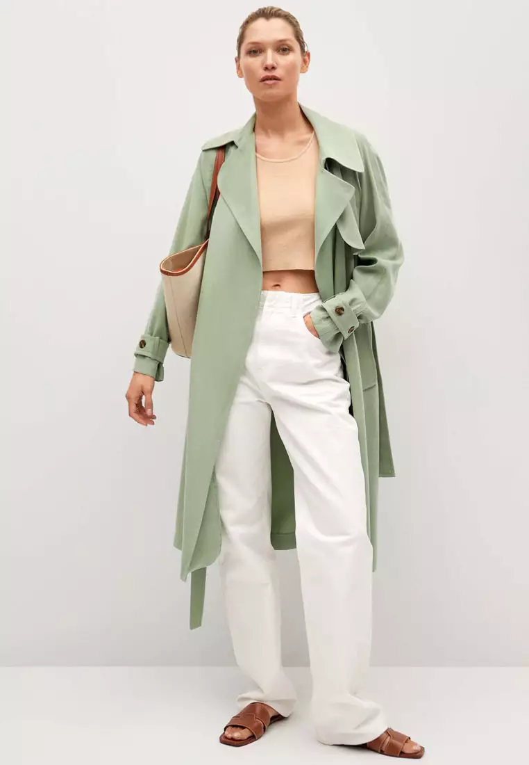 Mango green trench coat hotsell