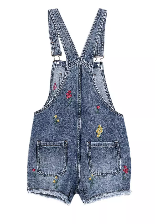 Girls denim discount short dungarees