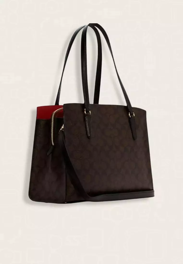Coach Tatum Carryall In Signature Canvas Brown Black
