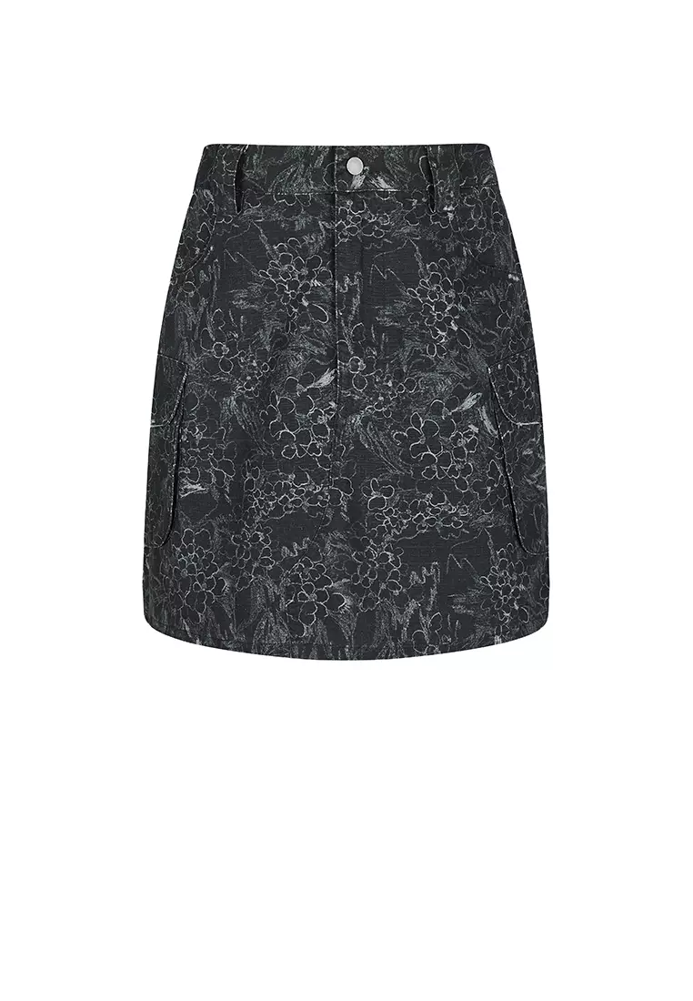 Cotton Pattern Element A-line Short Skirt