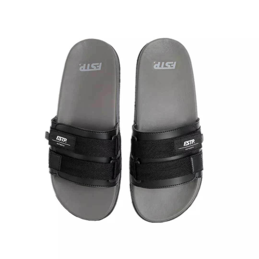Stereo Full Black Sandal Pria Slide
