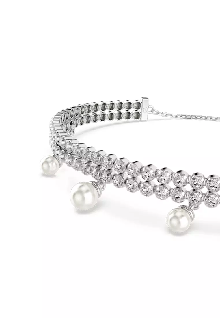 Ariana Grande X Swarovski Bracelet, Crystal Pearl, Round Cut, White, Rhodium Plated