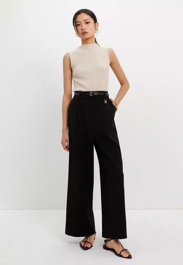 Logo Wide Leg Trousers - Black