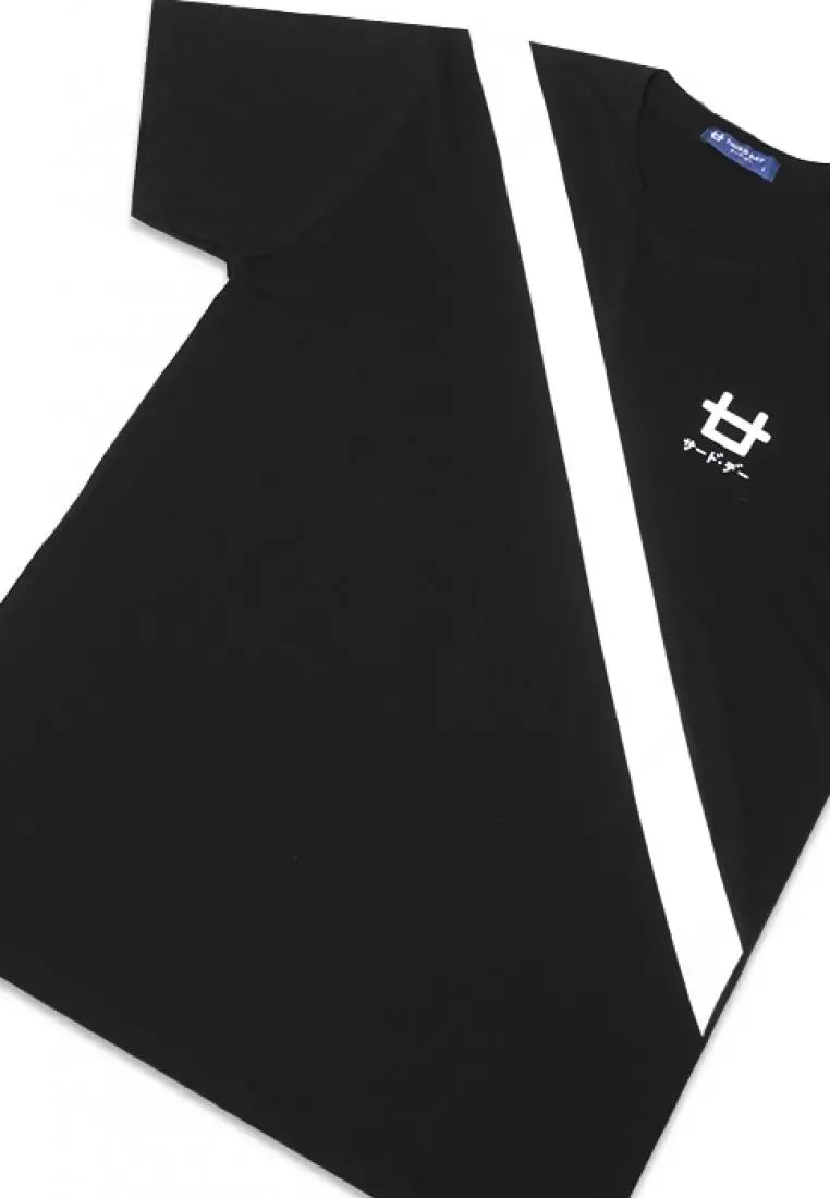 MTF97 Diag Thickblock Logo Hitam Kaos Pria