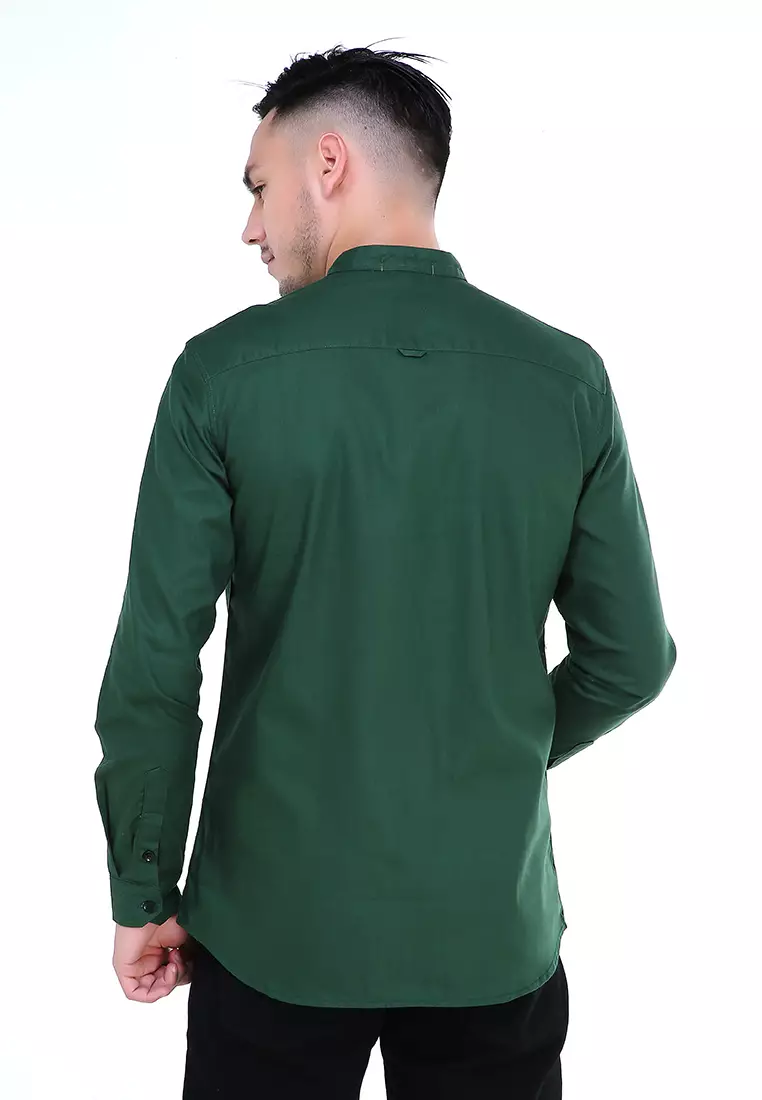 Dwan Atasan Kemeja Pria Premium Casual Formal Longsleeve Shirt Material Cotton ORIGINAL - Green