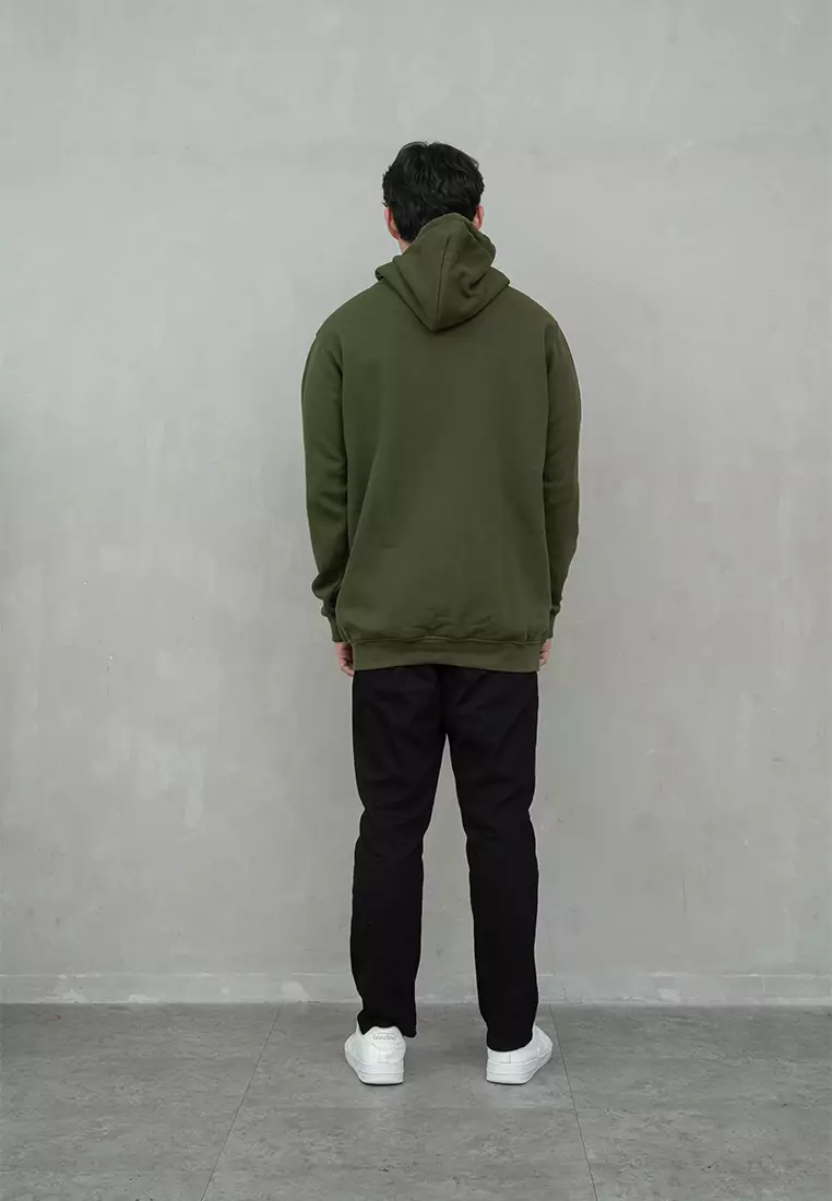 Houseofcuff Jaket Jumper Hoodie Tebal Premium Glow In The Dark Hijau Army