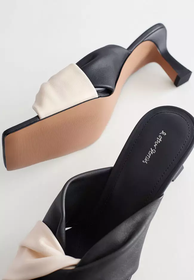 Leather Slip-on Heeled Mules