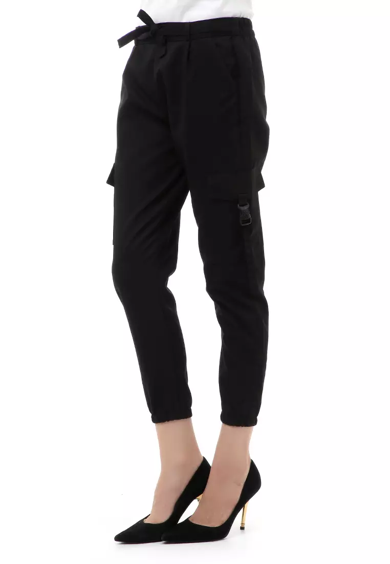 Jourel Celana Panjang Kasual Wanita Jogger Cargo Pants Material Cotton Drill ORIGINAL - Black