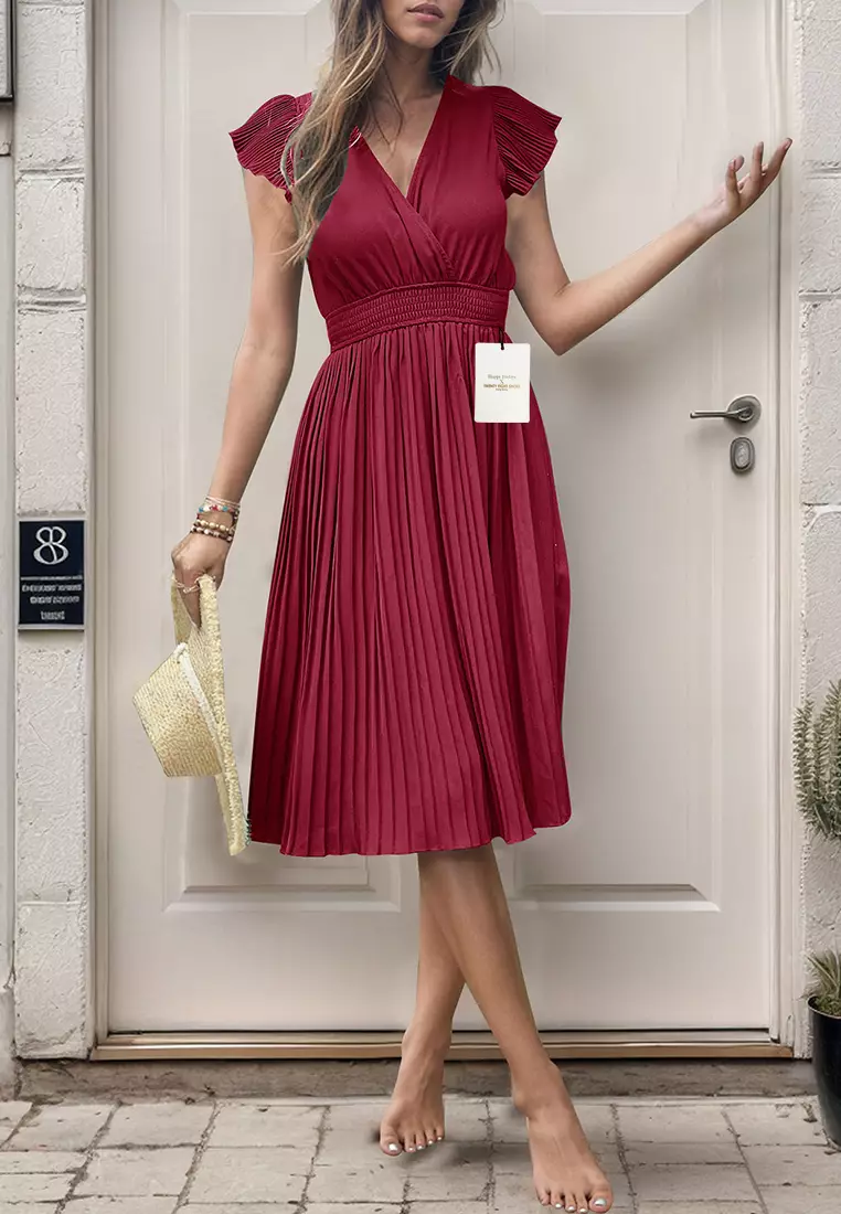 Buy Twenty Eight Shoes V-neck Pleated Dress BFB-S8684 2025