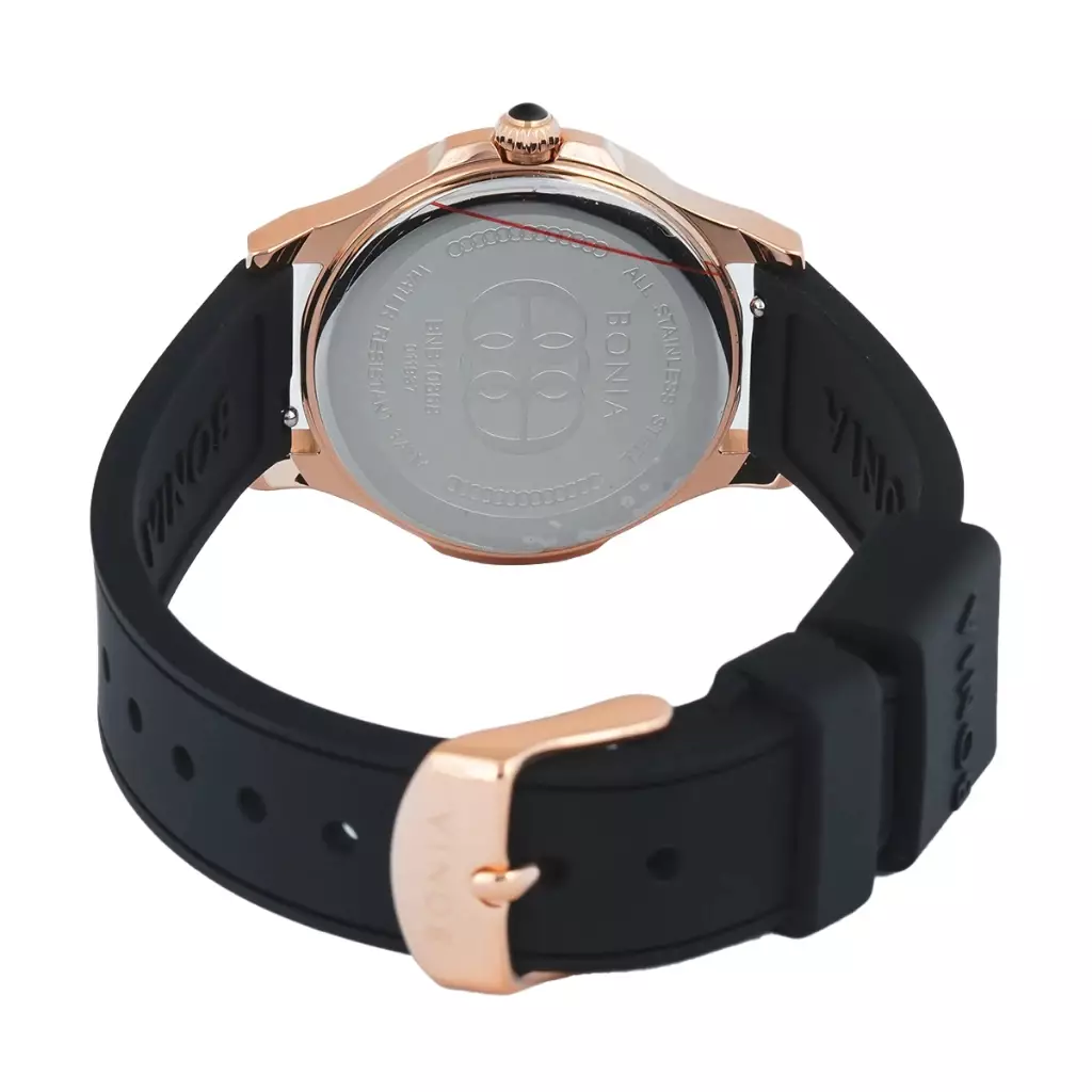 Jam Tangan Wanita Bonia Black Dial Rubber Strap Analog B10868-2532