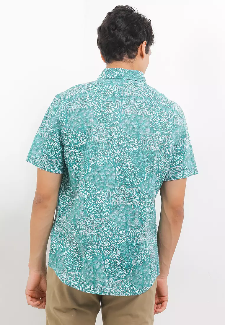 Easy Iron Cotton Linen Blend Print Shirt