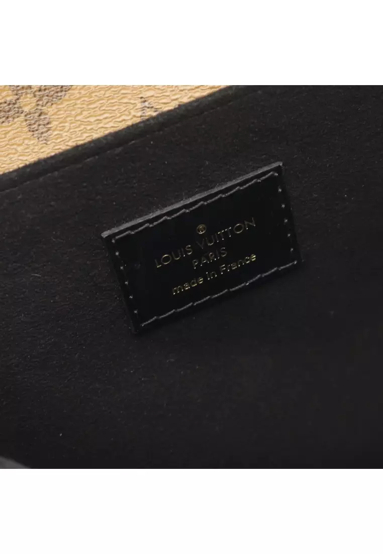 Pre-Loved Louis Vuitton pochette Metis MM monogram reverse Handbag PVC leather Brown black 2WAY