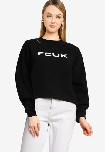 French Connection black FCUK Shrunken Sweater 9F660AAAA0F022GS_1