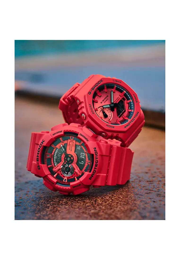 GA-110RRB-4A Men Analog-Digital Watch Red Resin Band