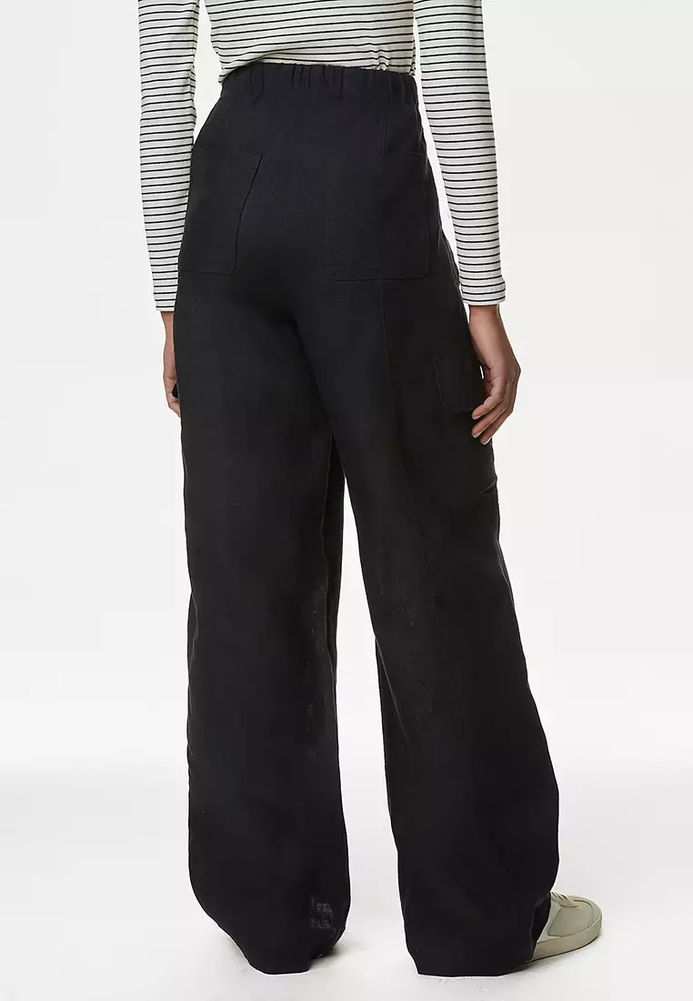 Pure Linen Cargo Trousers
