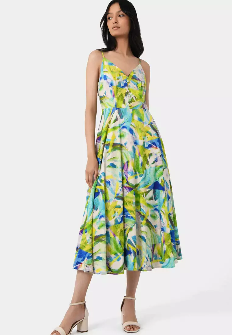 Buy FORCAST FORCAST Melia Linen-Blend Dress in Multi 2024 Online