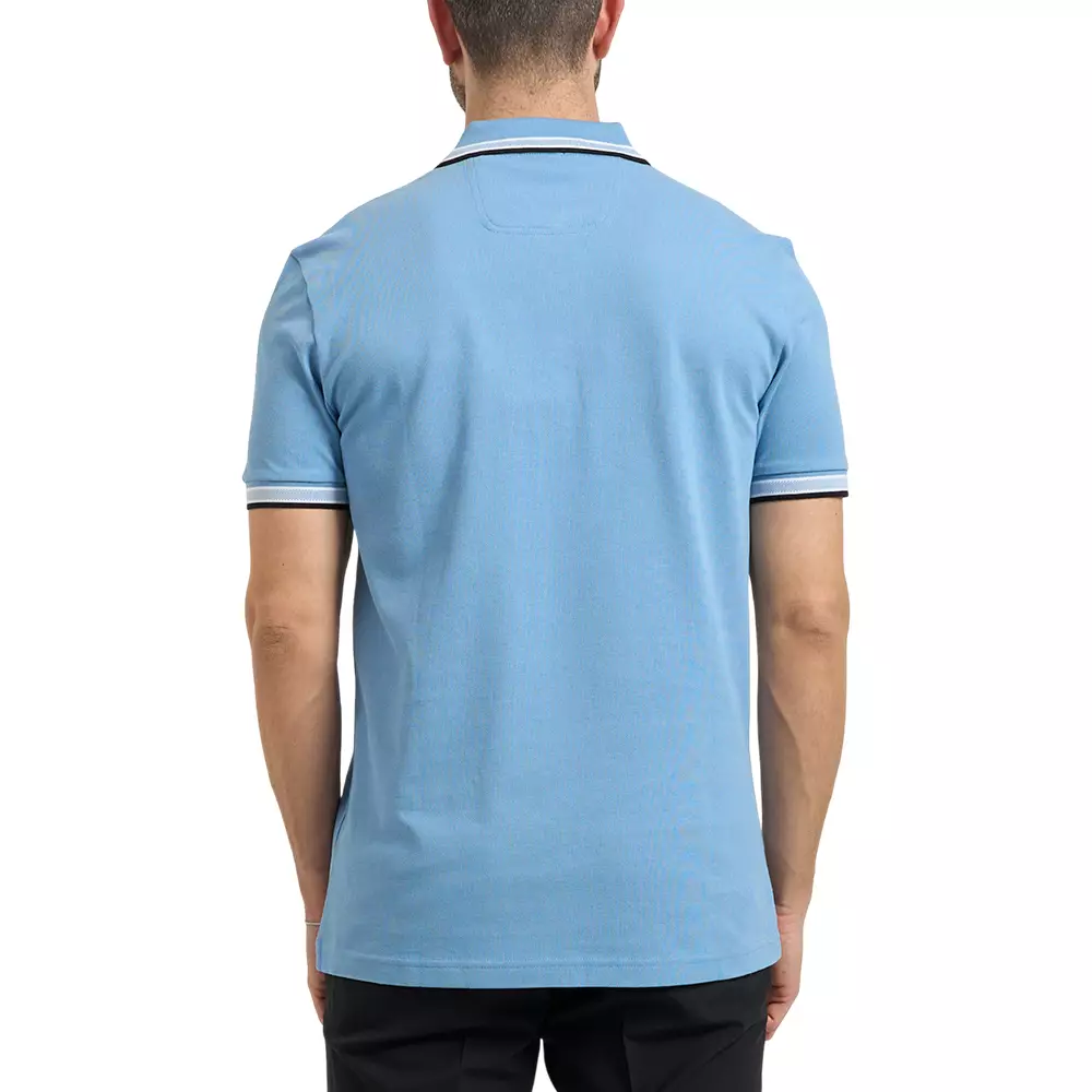 Style Paddy Contrast Logo Polo Shirt Sky Blue