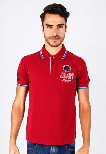 Johnwin - Slim Fit - Polo Shirt - Red - Blue Striped.