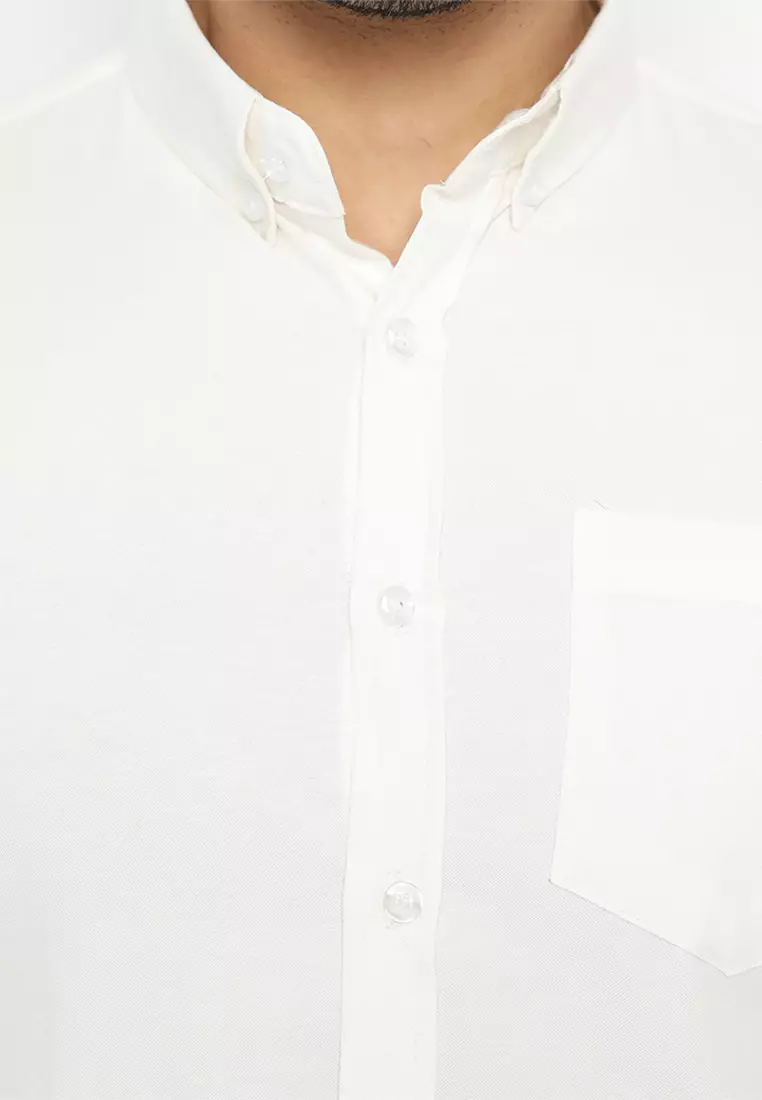 Kemeja Pria Oxford Lengan Panjang - White