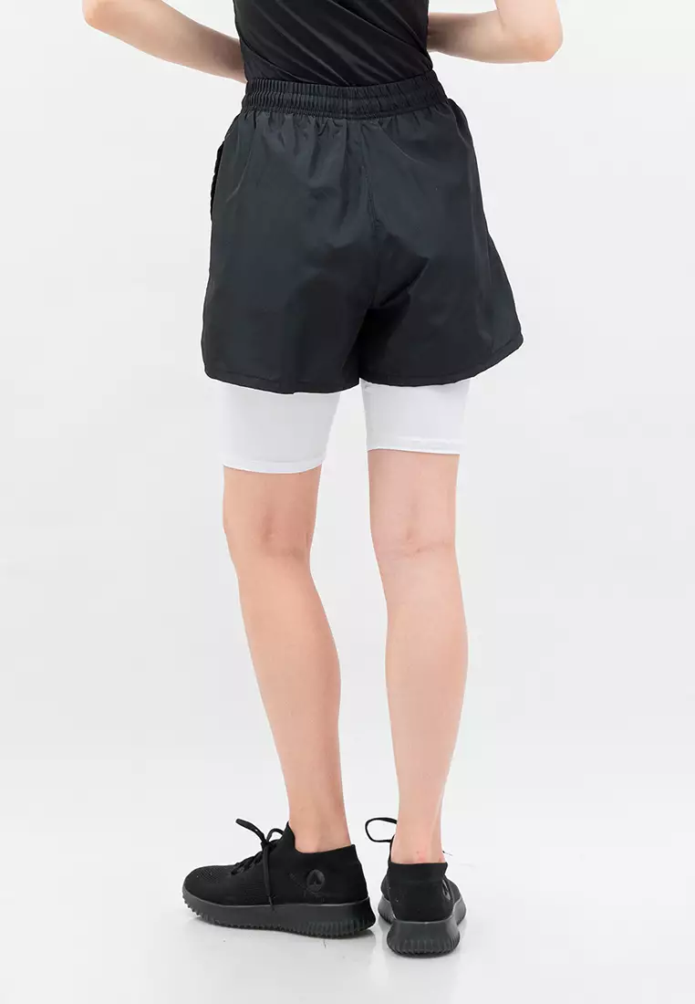 Running Shorts plus Legging Women Black White