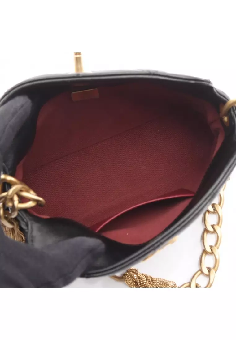 Pre-Loved Chanel matelasse chain shoulder bag leather black gold hardware