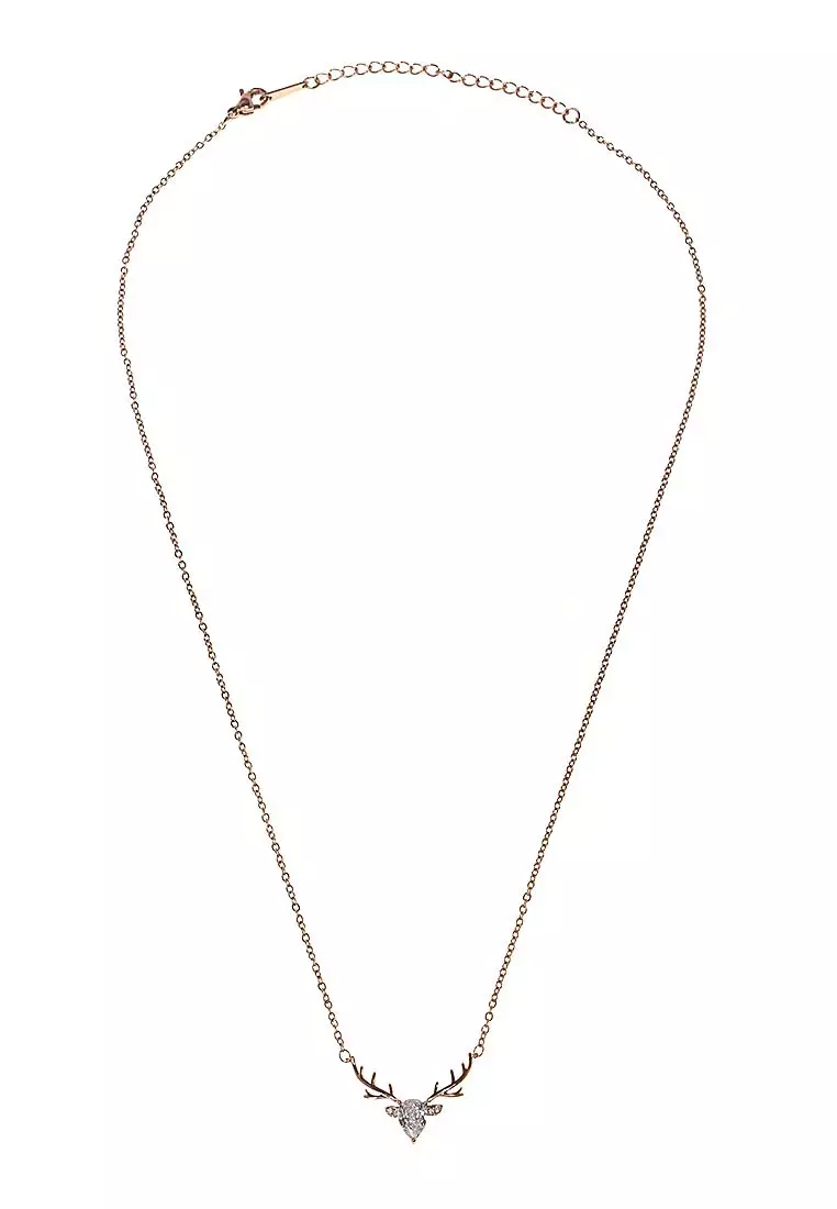 Kalung Aksesoris Wanita Berbentuk Rusa Design Elegant - Rosegold