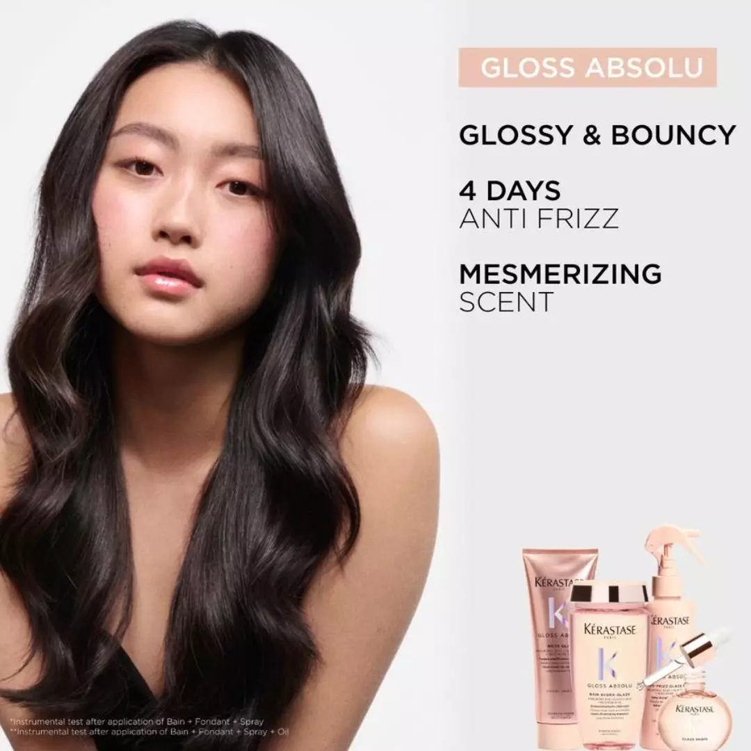 Kerastase Gloss Absolu Glaze Drop Hair Oil 45ml - Hair Oil untuk Rambut Glossy dan Bouncy - Mengandung Wild Rose Oil
