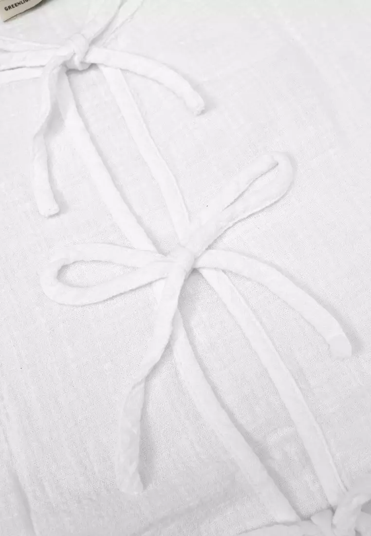 Greenlight Women's Shirt Long Sleeve Loose Fit Tie Knot Blouse Kumiko HP-C050225