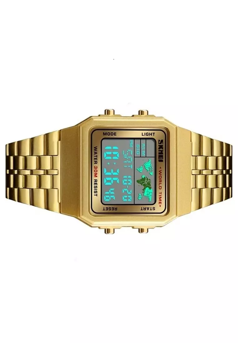 Jam Tangan Fashion Digital Pria Waterproof 30m Strap Tali Material Stainless Steel CV99 ORIGINAL