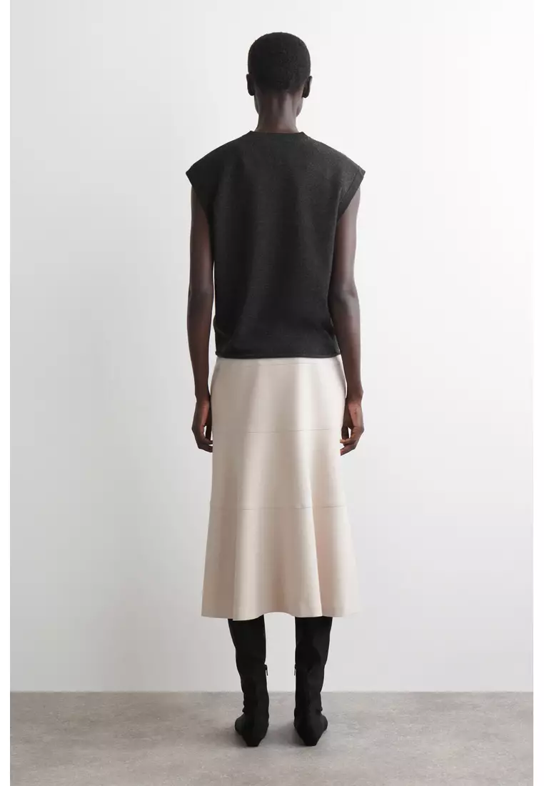 CURVED A-LINE MIDI SKIRT