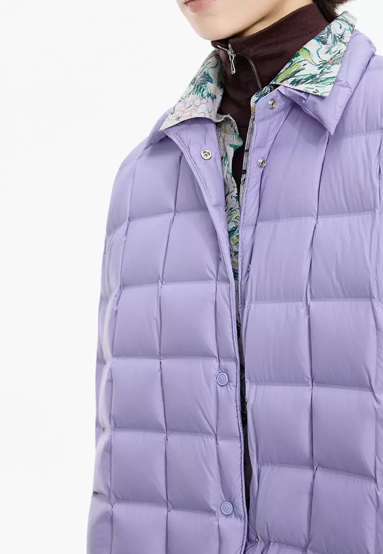 Blend 95% White Goose Down Direct-Fill Fabric Oversized Short Down Jacket
