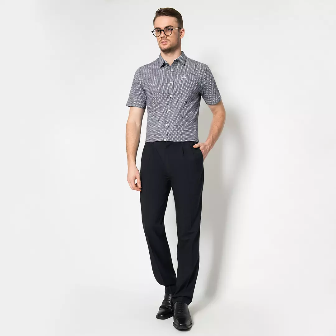 Johnwin - Kemeja Casual - Kemeja Lengan Pendek - Grey - Motif - ASH.670.K880.674.C-S/S