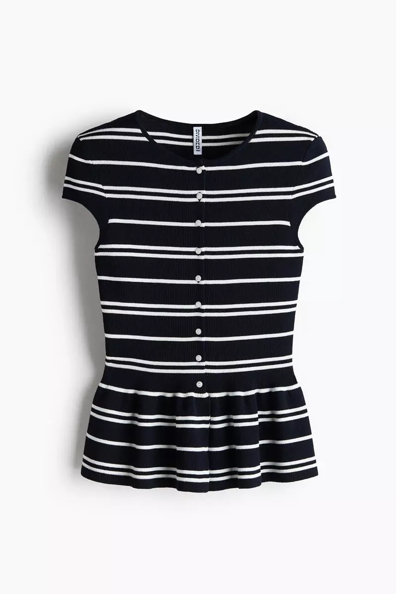 Short-sleeved peplum cardigan