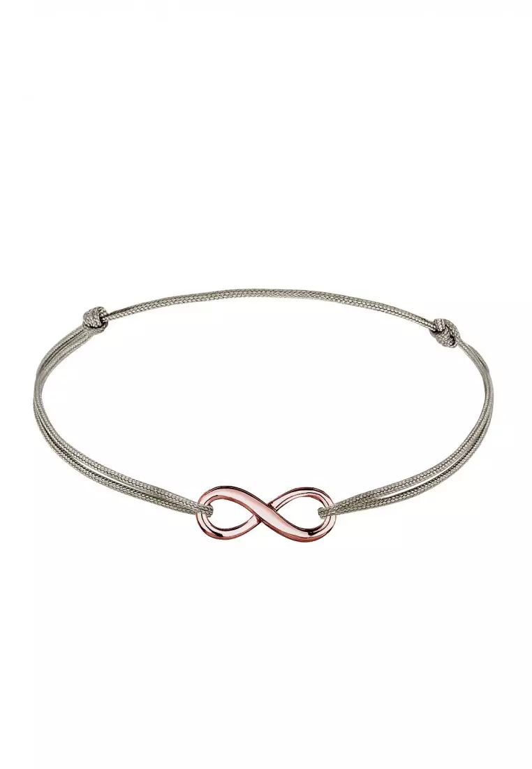 Gelang Perhiasan Perak 925 Wanita Infinity Nylon Rosegold Plated