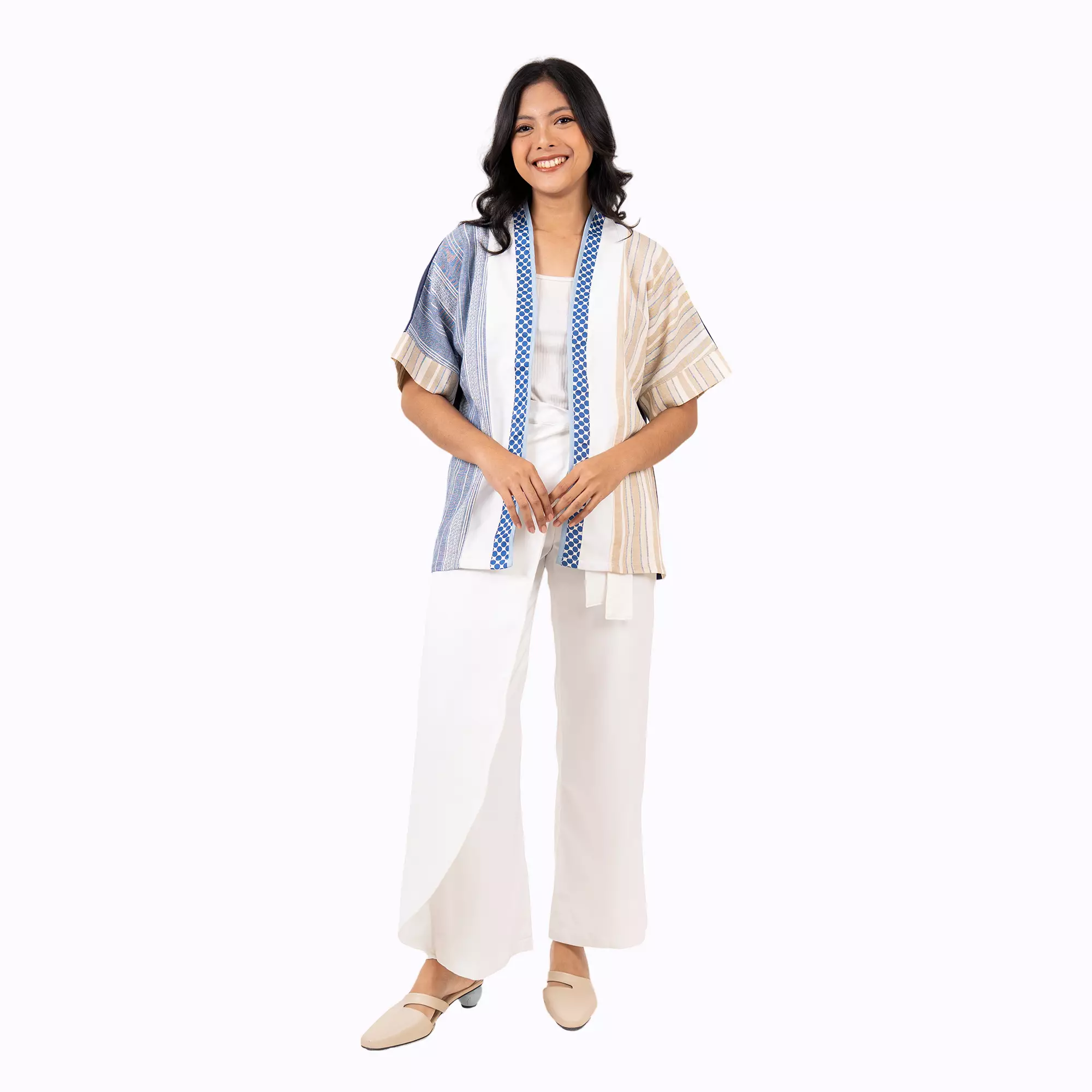 Blazer Outer Batik Wanita - Bhatara Batik Elaine - Atasan Batik Modern Lengan Pendek