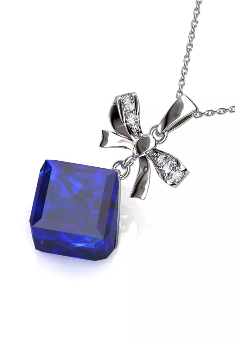 Square Cerulean Pendant‏ Blue - Kalung Crystal Swarovski by Her Jewellery