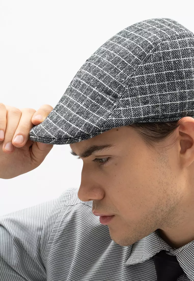 Topi Fedora Hat Painter Grey List Square