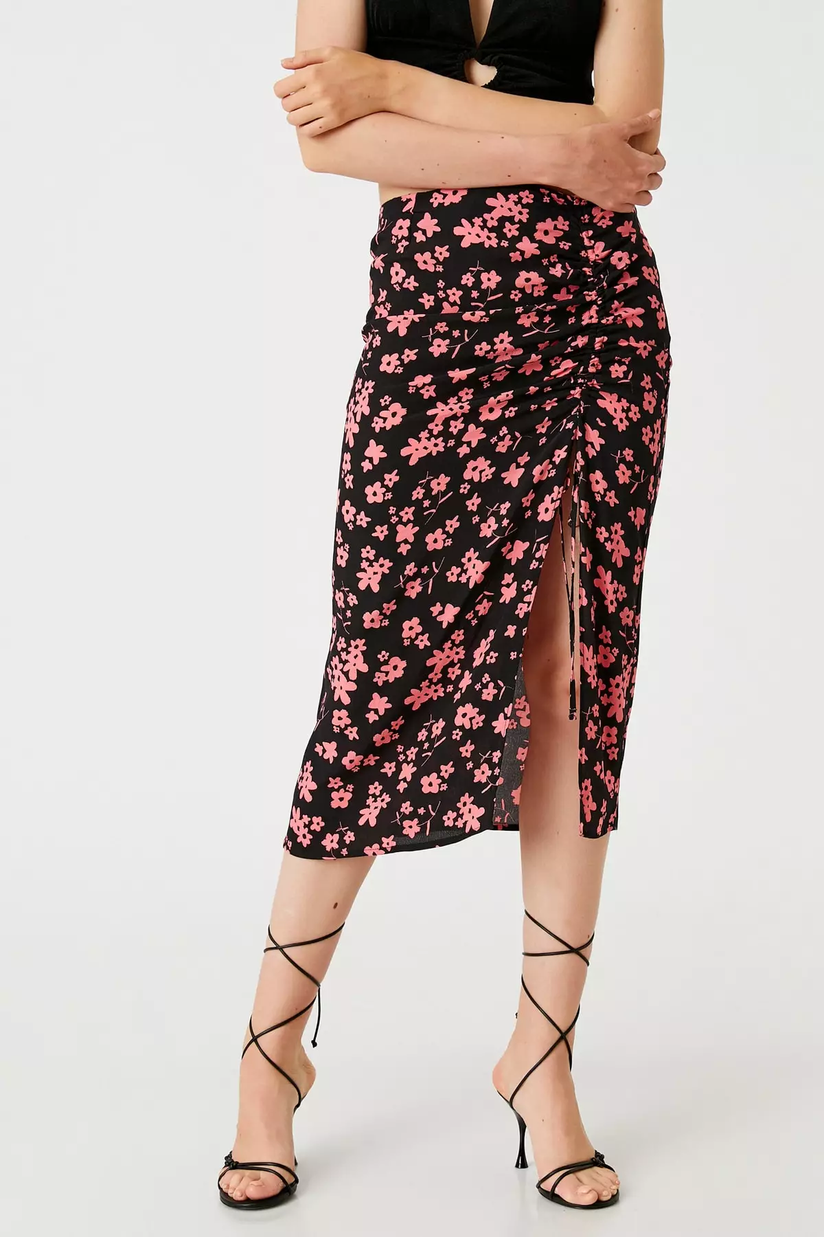 Silk look outlet midi skirt