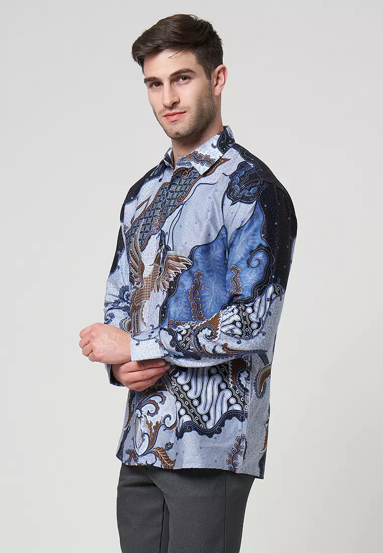 Slimfit Argya Blue Kemeja Batik Pria Lengan Panjang