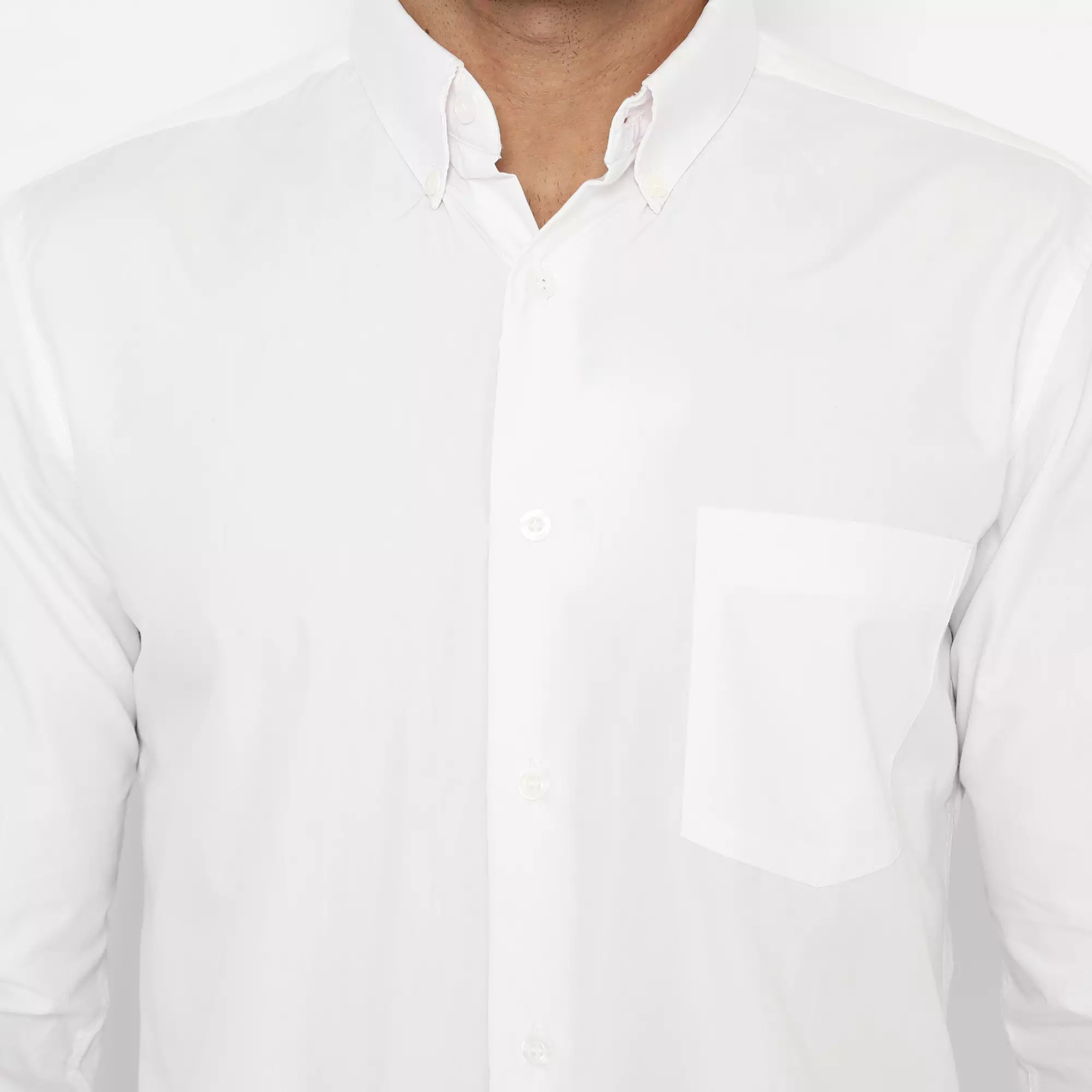 Platini Baju Kemeja Polos Basic Pria Panjang Katun CVC Putih 66171