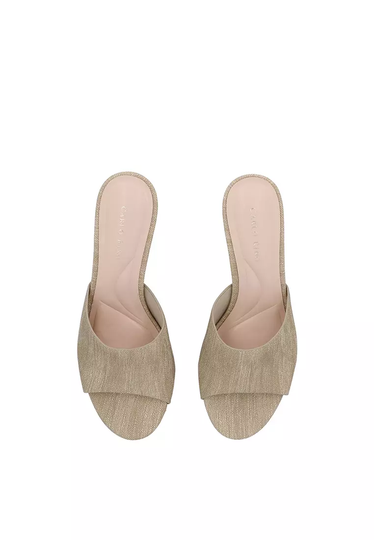 Khaki CR Mirel Textured Block Heels