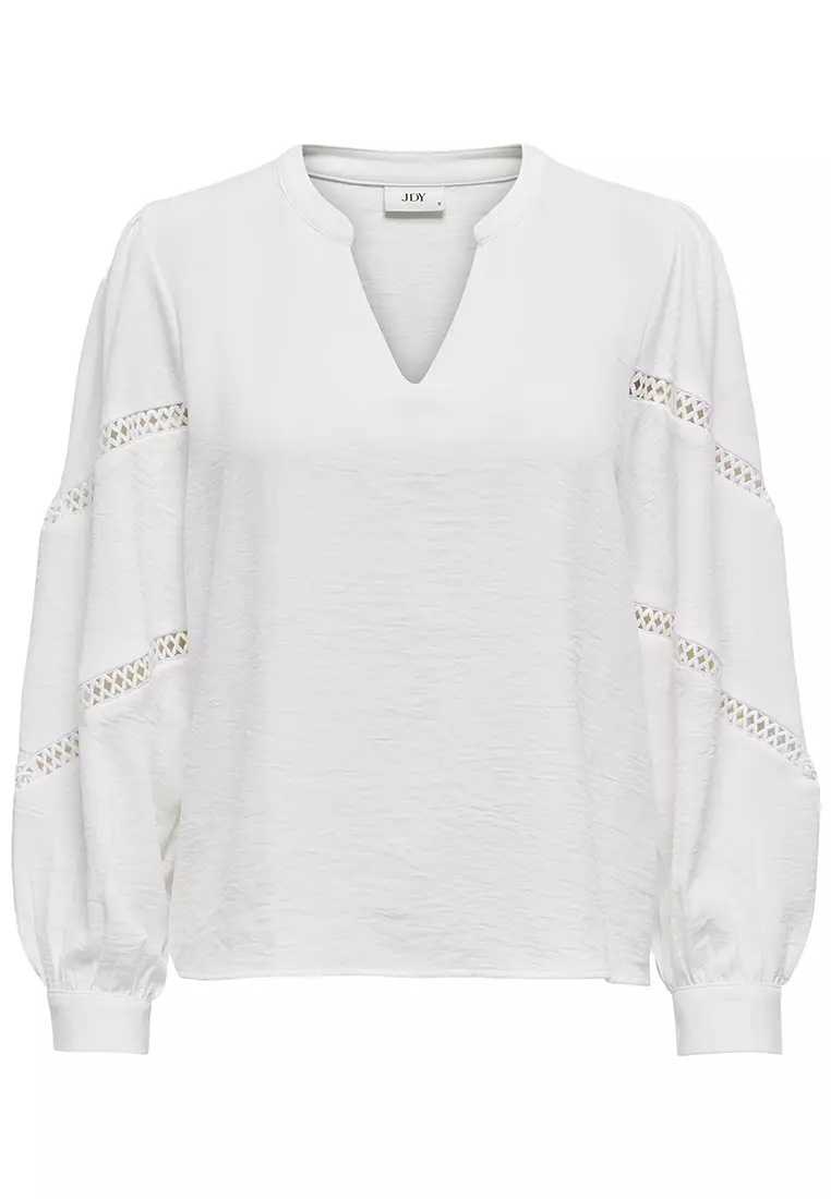 Buy JACQUELINE DE YONG Lion Life Long Sleeve V-Neck Volume Top 