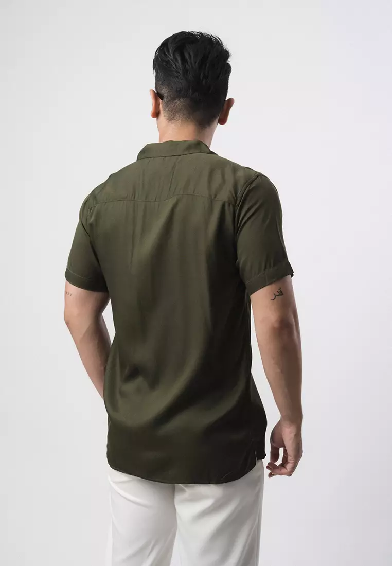 Cuban Dark Green Casual Shirt