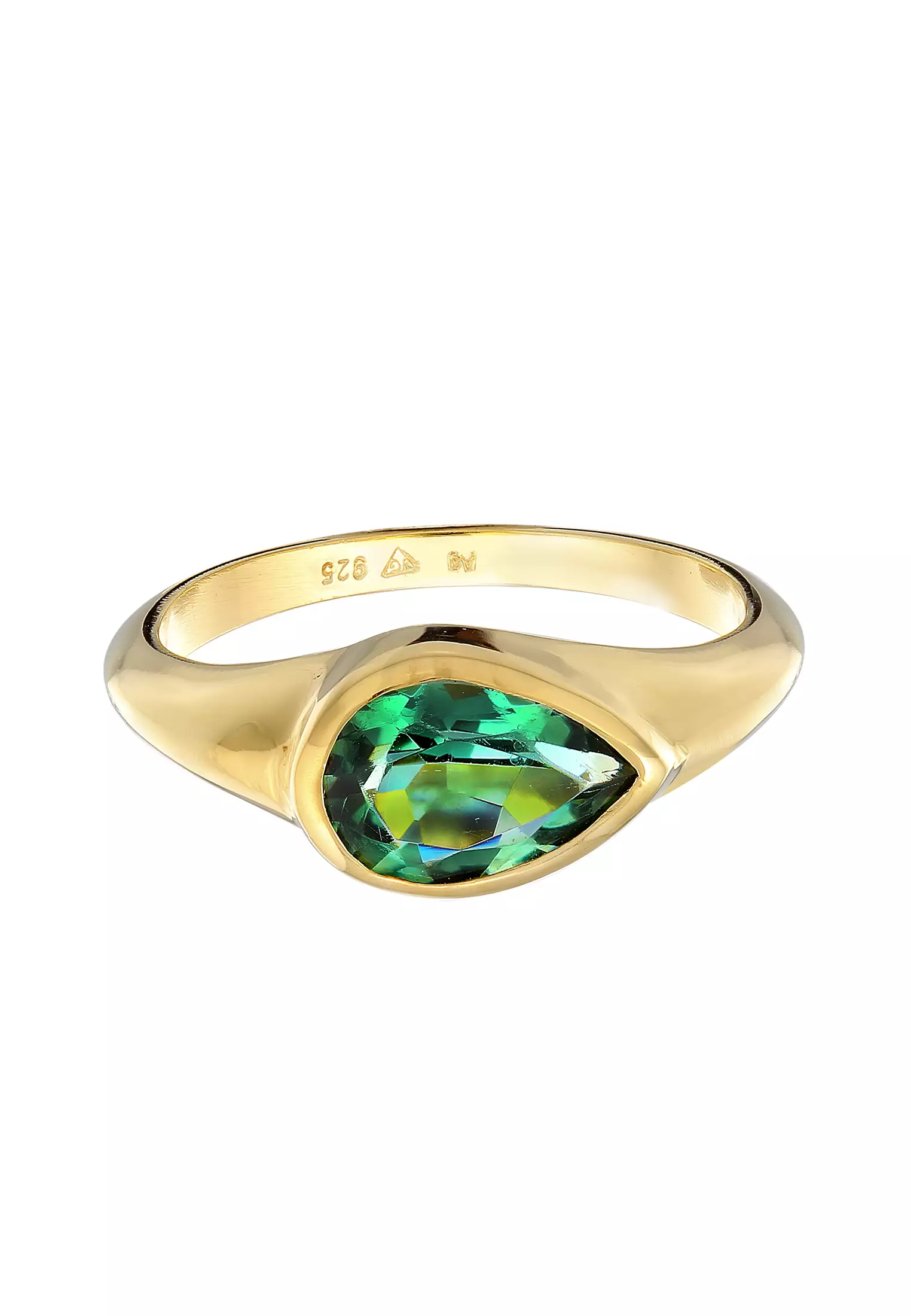 Ring Signet Trend Quartz Gemstone Gold Plated