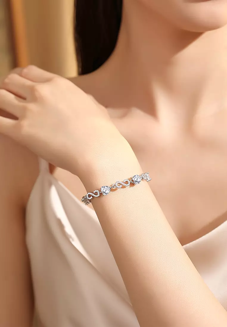 Gelang Wanita Original Berlian Korea Elegan Titanium Anti Pudar Berbentuk Hati Rantai Ganda Cewek Bracelets